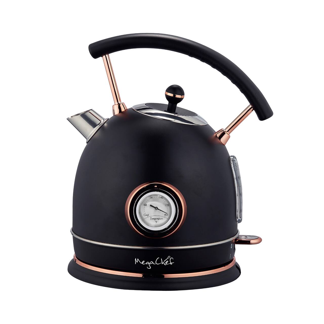 MegaChef 1.8L Matte Black Half Circle Electric Tea Kettle